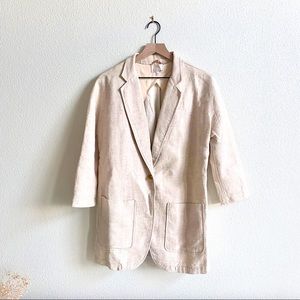 Aritzia Wilfred Le Fou Linen and Cotton Blazer Size 4 Beige Cream 3/4 Sleeve